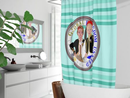 GLOBAL FREEDOM UNITED© Couple Greece Light Green Quick-drying Shower Curtain Online Hot Sale