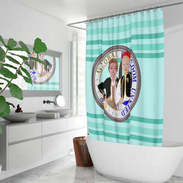 GLOBAL FREEDOM UNITED© Couple Greece Light Green Quick-drying Shower Curtain Online Hot Sale