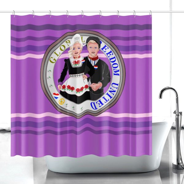 GLOBAL FREEDOM UNITED© Couple Nederland Lilac - Quick-drying Shower Curtain Online