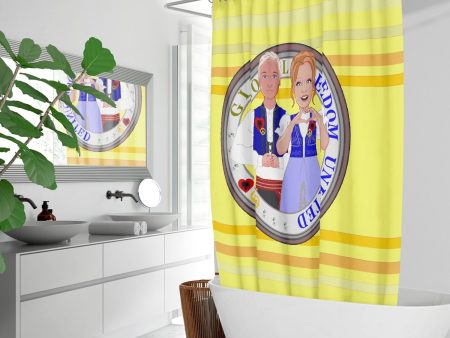 GLOBAL FREEDOM UNITED© Couple Albania Yellow Quick-drying Shower Curtain Online