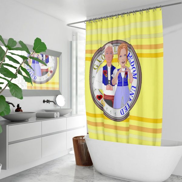 GLOBAL FREEDOM UNITED© Couple Albania Yellow Quick-drying Shower Curtain Online