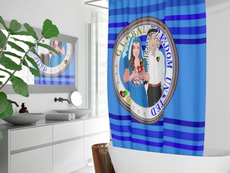 GLOBAL FREEDOM UNITED© Couple Afghanistan Deep Blue Quick-drying Shower Curtain on Sale