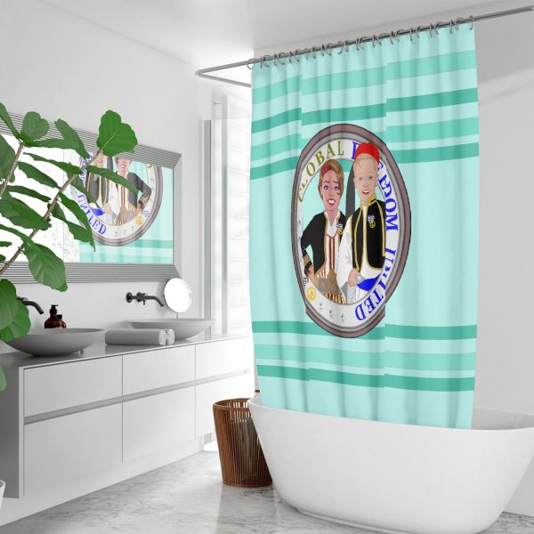 GLOBAL FREEDOM UNITED© Couple Greece Light Green Quick-drying Shower Curtain Online Hot Sale