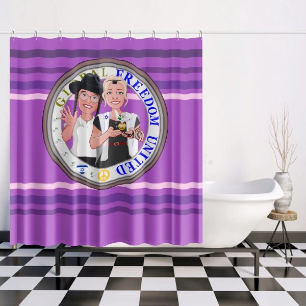 GLOBAL FREEDOM UNITED© Couple Israel Lilac - Quick-drying Shower Curtain Cheap