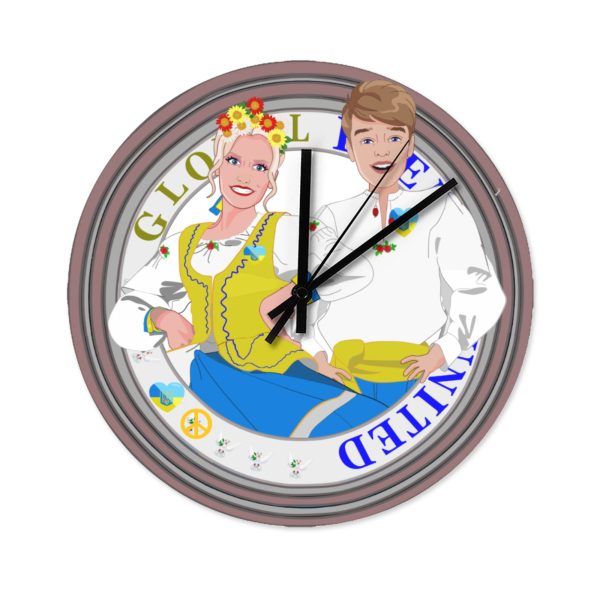 Wooden Wall Clock Without Scale GLOBAL FREEDOM UNITED© Couple Ukrain For Sale