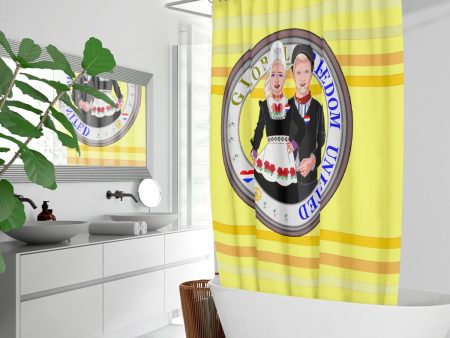 GLOBAL FREEDOM UNITED© Couple Nederland Yellow - Quick-drying Shower Curtain Sale