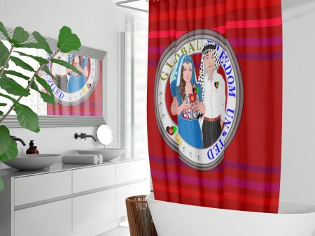 GLOBAL FREEDOM UNITED© Couple Afghanistan Red Quick-drying Shower Curtain Fashion