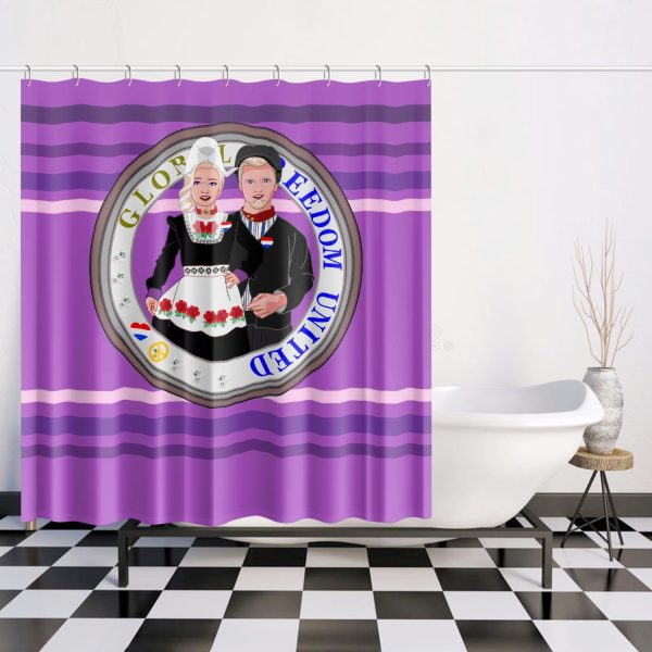 GLOBAL FREEDOM UNITED© Couple Nederland Lilac - Quick-drying Shower Curtain Online