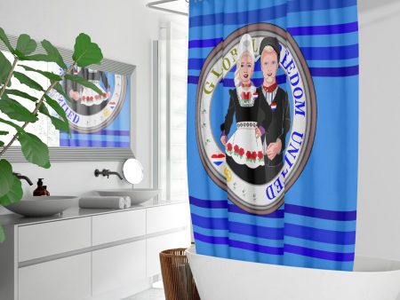 GLOBAL FREEDOM UNITED© Couple Nederland Deep Blue - Quick-drying Shower Curtain Cheap