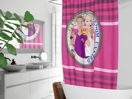 Quick-drying Shower Curtain GLOBAL FREEDOM UNITED© Couple USA Wight American Pink Supply