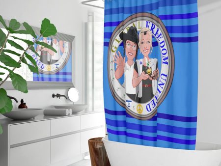 GLOBAL FREEDOM UNITED© Couple Israel Deep Blue - Quick-drying Shower Curtain Hot on Sale