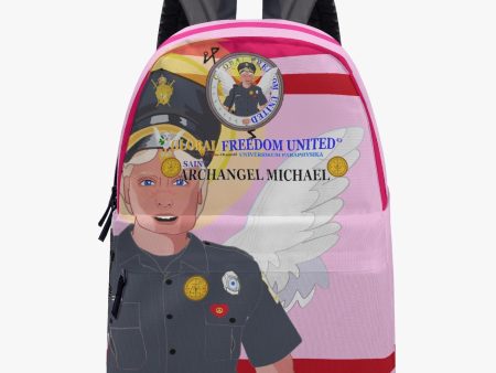 All-over-print Canvas Backpack GLOBAL FREEDOM UNITED© Archangel Michael Policemen Pink Fashion