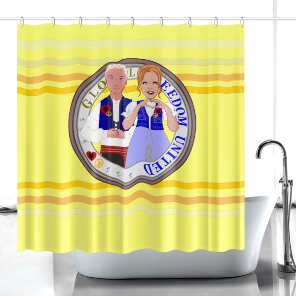 GLOBAL FREEDOM UNITED© Couple Albania Yellow Quick-drying Shower Curtain Online