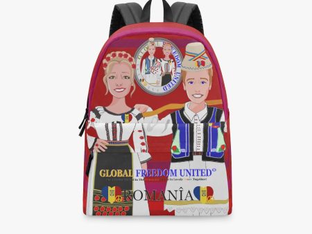 GLOBAL FREEDOM UNITED© Couple Romania Red - All-over-print Canvas Backpack Cheap