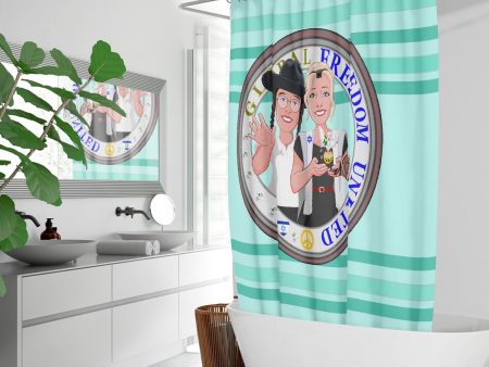 GLOBAL FREEDOM UNITED© Couple Israel Light Green - Quick-drying Shower Curtain For Discount