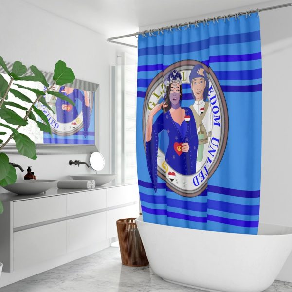 GLOBAL FREEDOM UNITED© Couple Yemen Deep Blue -  Quick-drying Shower Curtain Discount