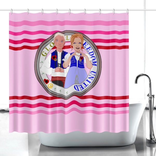 GLOBAL FREEDOM UNITED© Couple Albania Pink1 Quick-drying Shower Curtain Online Hot Sale