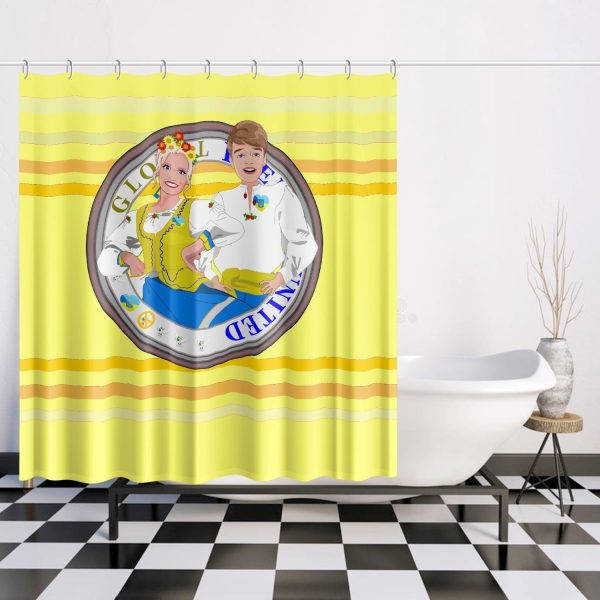 GLOBAL FREEDOM UNITED© Couple Ukrain Yellow - Quick-drying Shower Curtain Fashion