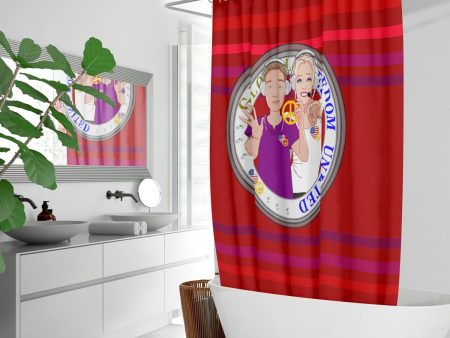 Quick-drying Shower Curtain GLOBAL FREEDOM UNITED© Couple USA Wight American Red Supply