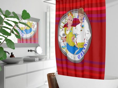 GLOBAL FREEDOM UNITED© Couple Ukrain Red -  Quick-drying Shower Curtain Supply