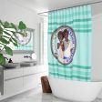 Quick-drying Shower Curtain GLOBAL FREEDOM UNITED© Couple USA Afro American Light Green For Sale