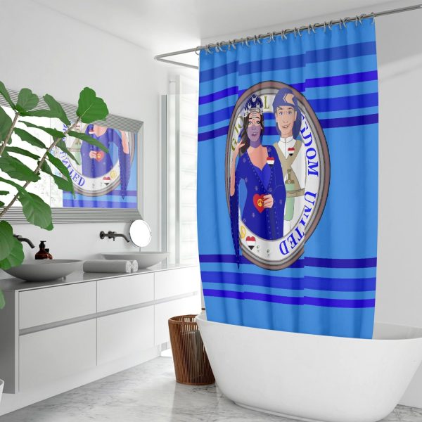 GLOBAL FREEDOM UNITED© Couple Yemen Deep Blue -  Quick-drying Shower Curtain Discount