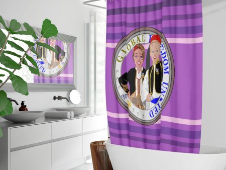 GLOBAL FREEDOM UNITED© Couple Greece  Lilac Quick-drying Shower Curtain Hot on Sale