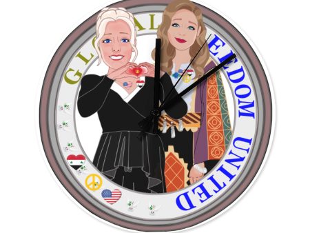 Wooden Wall Clock Without Scale GLOBAL FREEDOM UNITED© Women Iraq & USA on Sale