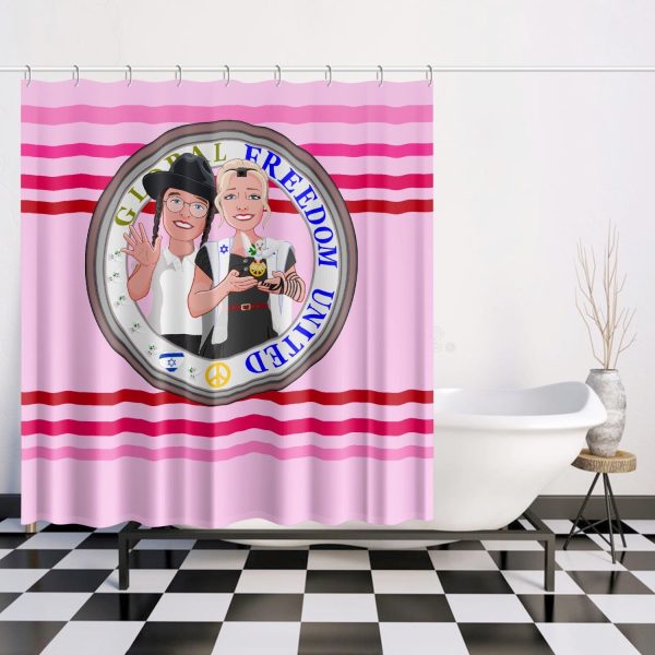 GLOBAL FREEDOM UNITED© Couple Israel Pink1 - Quick-drying Shower Curtain Sale