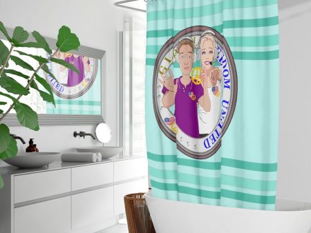 Quick-drying Shower Curtain GLOBAL FREEDOM UNITED© Couple USA Wight American Light Green Online Sale