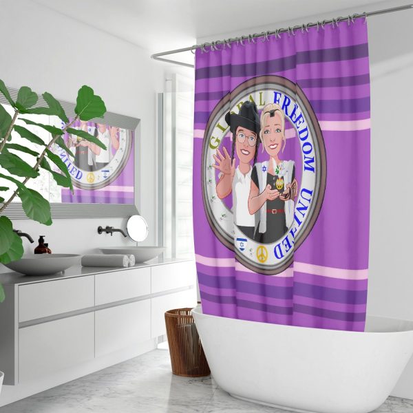 GLOBAL FREEDOM UNITED© Couple Israel Lilac - Quick-drying Shower Curtain Cheap