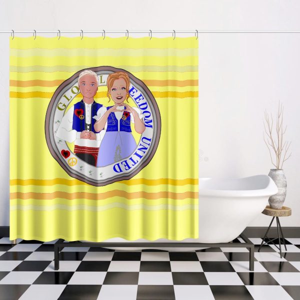 GLOBAL FREEDOM UNITED© Couple Albania Yellow Quick-drying Shower Curtain Online