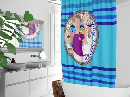 Quick-drying Shower  Curtain GLOBAL FREEDOM UNITED© Couple USA Wight American Deep Blue Cheap