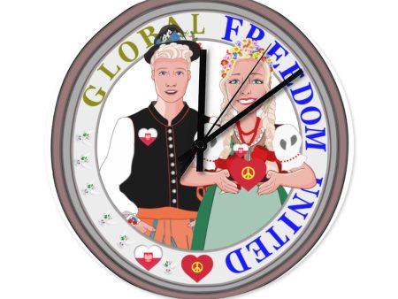 Wooden Wall Clock Without Scale GLOBAL FREEDOM UNITED© Couple Poland Cheap