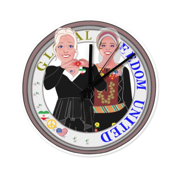 Wooden Wall Clock Without Scale GLOBAL FREEDOM UNITED© Women Iran & USA Supply