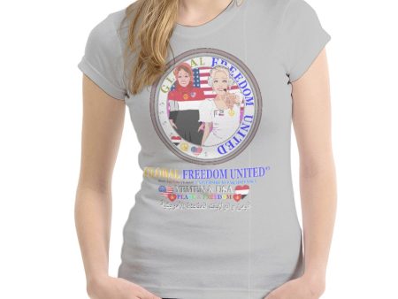 Women´s T-shirt GLOBAL FREEDOM UNITED© Women Yemen & USA Grey Cheap