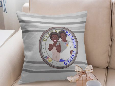 Pillow Cover GLOBAL FREEDOM UNITED©  Couple USA Afro American Grey Cheap