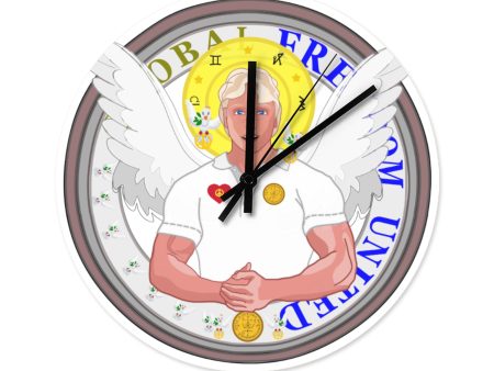 Wooden Wall Clock Global Freedom United Archangel Michael No2 Sale