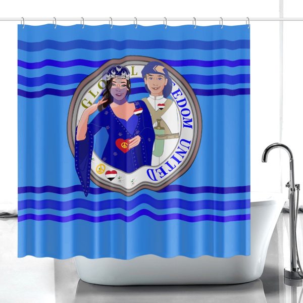 GLOBAL FREEDOM UNITED© Couple Yemen Deep Blue -  Quick-drying Shower Curtain Discount