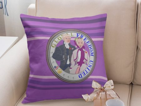 GLOBAL FREEDOM UNITED© Couple USA Georg Washington Lilac - Square Pillow Cover on Sale