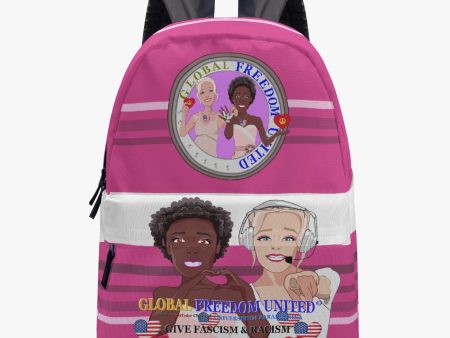 GLOBAL FREEDOM UNITED WOMEN ANTI FASCISM & RACISM OLD PEACE PINK All-over-print Canvas Backpack Discount