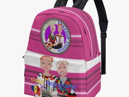 GLOBAL FREEDOM UNITED WOMEN ROMANIA & GERMANY OLD PEACE PINK All-over-print Canvas Backpack Cheap