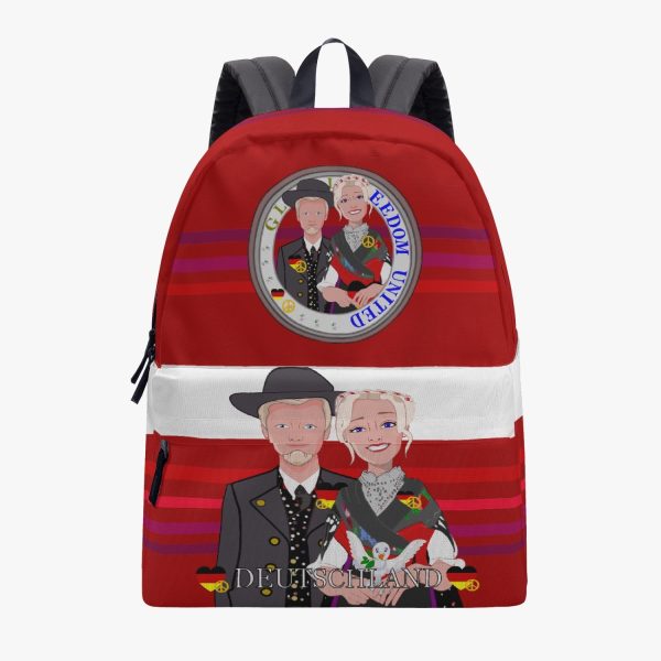 All-over-print Canvas Backpack GLOBAL FREEDOM UNITED COUPLE EDITION GERMANY V1 RED Cheap