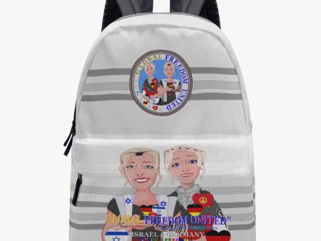 ALL OVER PRINT VANVAS BACKPACK GLOBAL FREEDOM UNITED WOMEN ISRAEL & GERMANY GREY For Sale