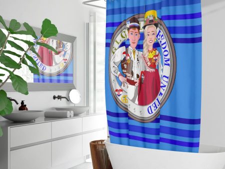 GLOBAL FREEDOM UNITED© Couple Croatia Deep Blue - Quick-drying Shower Curtain Online