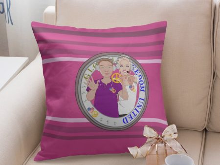 Pillow Cover GLOBAL FREEDOM UNITED©  Couple USA Wight American Pink Online