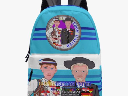 GLOBAL FREEDOM UNITED© Men Croatia & Germany BLUE All-over-print Canvas Backpack Online Hot Sale