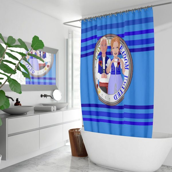 GLOBAL FREEDOM UNITED© Couple Albania Deep Blue Quick-drying Shower Curtain Online Sale