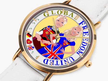 GLOBAL FREEDOM UNITED© Hot Selling Ultra-Thin Leather Strap Quartz Watch (Rose Gold With Indicators) Women England & Germany Online Sale