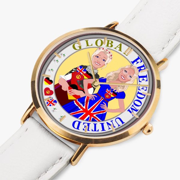 GLOBAL FREEDOM UNITED© Hot Selling Ultra-Thin Leather Strap Quartz Watch (Rose Gold With Indicators) Women England & Germany Online Sale